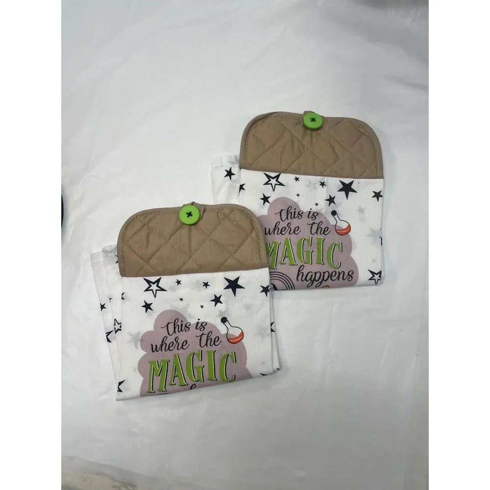 Halloween Hanging Kitchen Towels 4pc Set Bone Appetit Magic Happens Spooky Decor